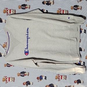 WOMENS CHAMPION SWEATSHIRT GRAY ESSENTIAL MEDIUM CREWNECK PULLOVER